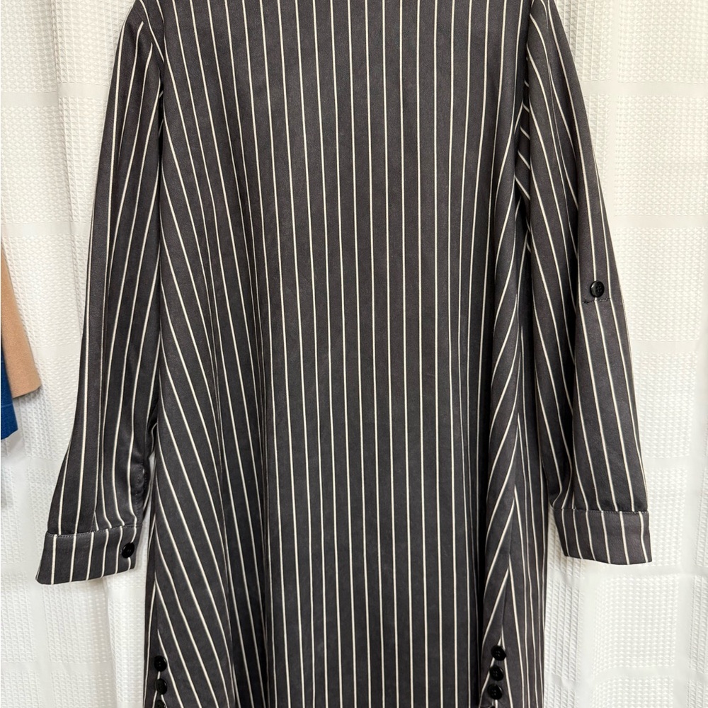 She Chocolate Gray and White Striped Shirt - Picture 9 of 10